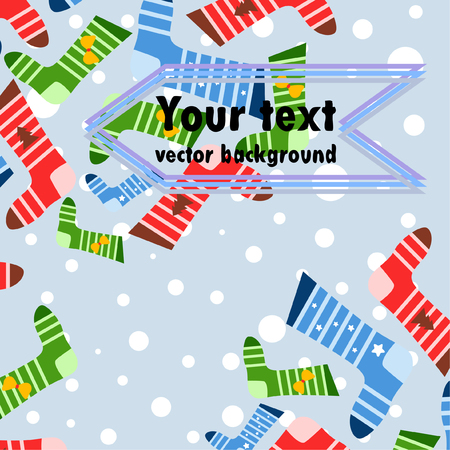 christmas card, christmas sock, vector backgroundのイラスト素材