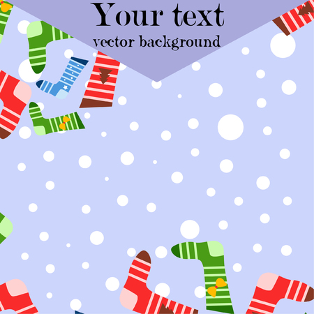 christmas card, christmas sock, vector backgroundのイラスト素材