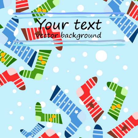 christmas card, christmas sock, vector backgroundのイラスト素材