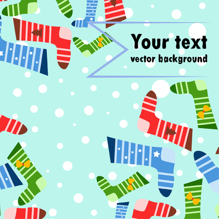 christmas card, christmas sock, vector backgroundのイラスト素材