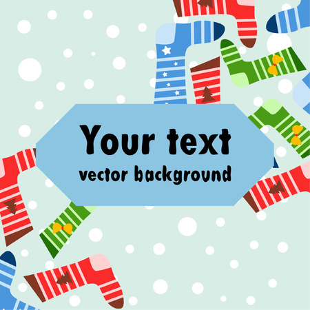 christmas card, christmas sock, vector backgroundのイラスト素材
