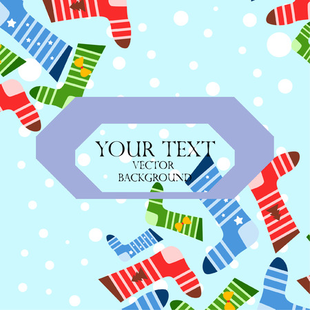 christmas card, christmas sock, vector backgroundのイラスト素材