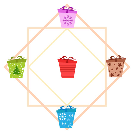 Christmas card, gifts, vector backgroundのイラスト素材