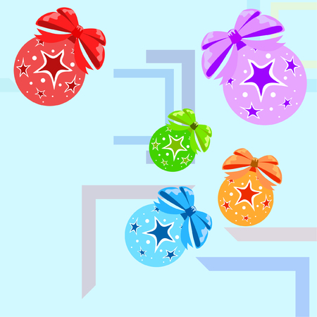 Christmas balls, New Year greeting card, vector backgroundのイラスト素材