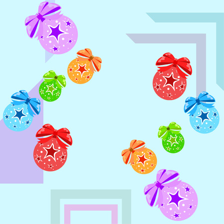 Christmas balls, New Year greeting card, vector backgroundのイラスト素材