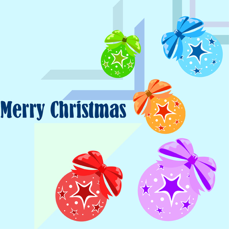 Christmas balls, New Year greeting card, vector backgroundのイラスト素材