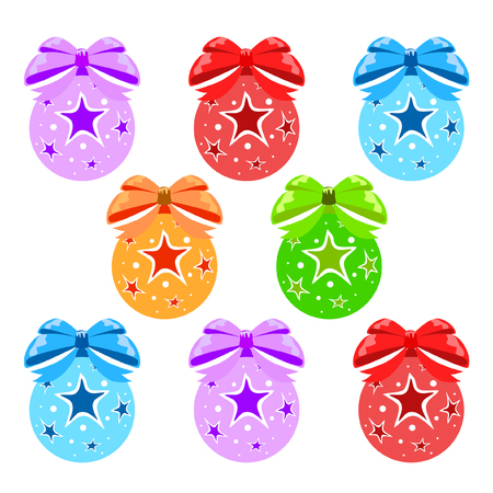 Christmas balls, New Year greeting card, vector backgroundのイラスト素材