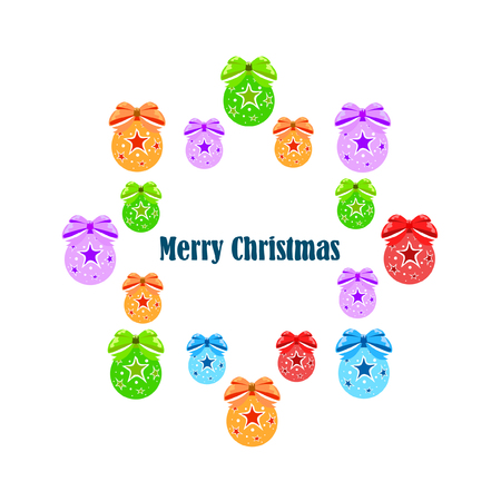 Christmas balls, New Year greeting card, vector backgroundのイラスト素材