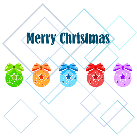 Christmas balls, New Year greeting card, vector backgroundのイラスト素材