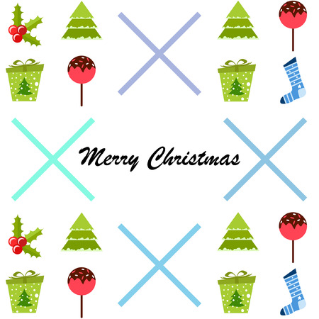 christmas card, candy fir gift christmas sock, vector backgroundのイラスト素材
