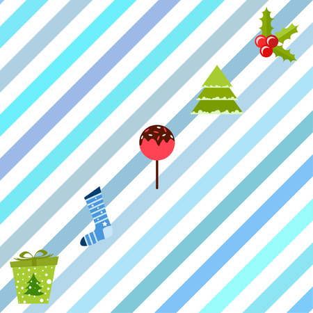 christmas card, candy fir gift christmas sock, vector backgroundのイラスト素材