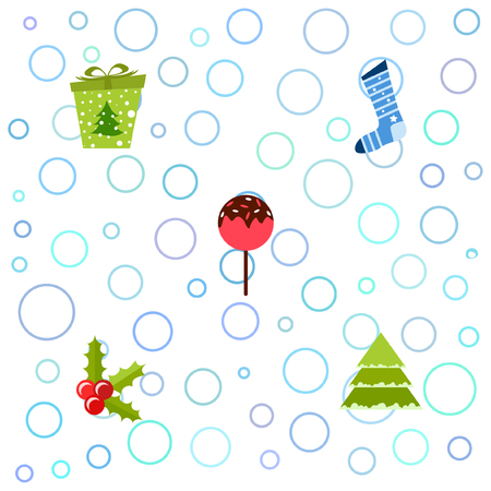 christmas card, candy fir gift christmas sock, vector backgroundのイラスト素材