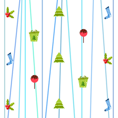 christmas card, candy fir gift christmas sock, vector backgroundのイラスト素材