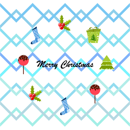 christmas card, candy fir gift christmas sock, vector backgroundのイラスト素材