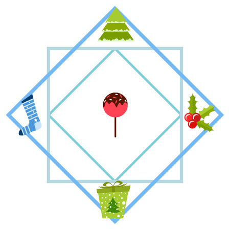 christmas card, candy fir gift christmas sock, vector backgroundのイラスト素材