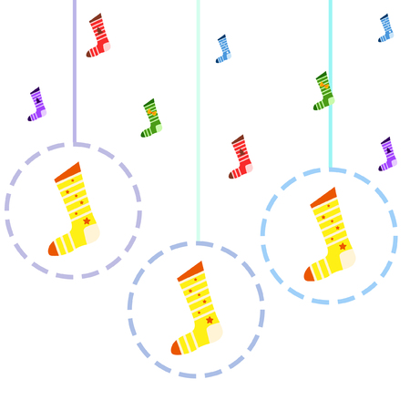 christmas card, christmas sock, vector backgroundのイラスト素材