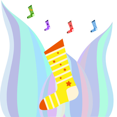 christmas card, christmas sock, vector backgroundのイラスト素材