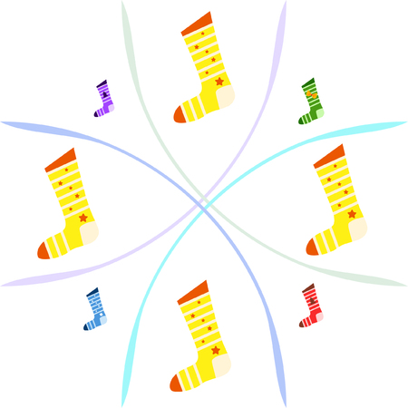 christmas card, christmas sock, vector backgroundのイラスト素材