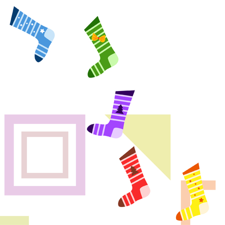 christmas card, christmas sock, vector backgroundのイラスト素材