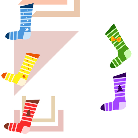 christmas card, christmas sock, vector backgroundのイラスト素材