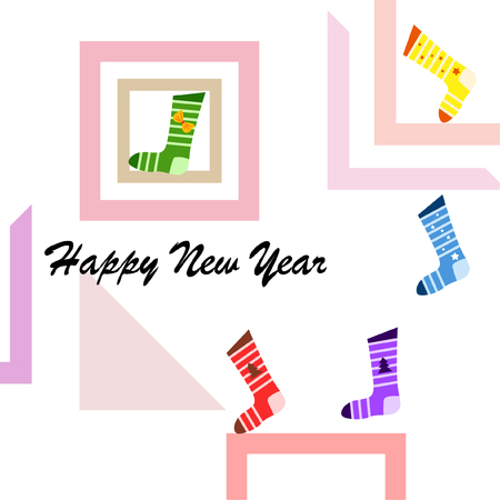 christmas card, christmas sock, vector backgroundのイラスト素材