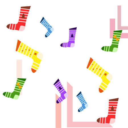 christmas card, christmas sock, vector backgroundのイラスト素材