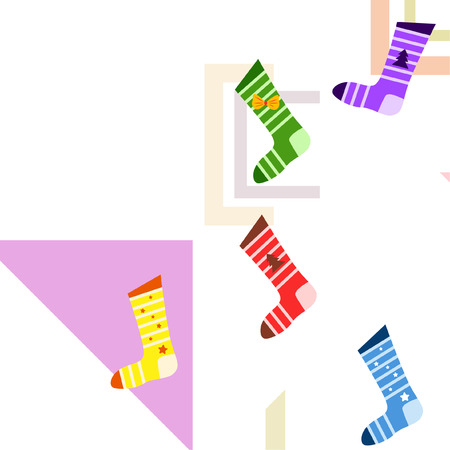 christmas card, christmas sock, vector backgroundのイラスト素材