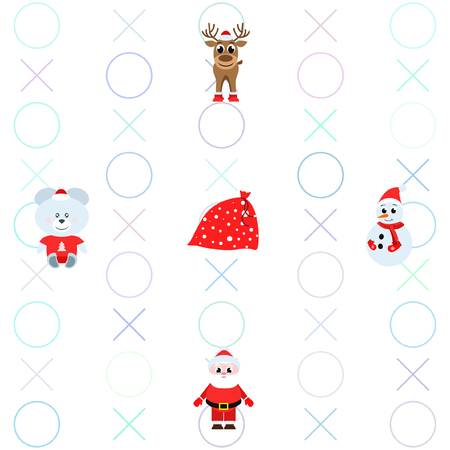 Christmas card, Santa snowman deer bear bag, vector backgroundのイラスト素材