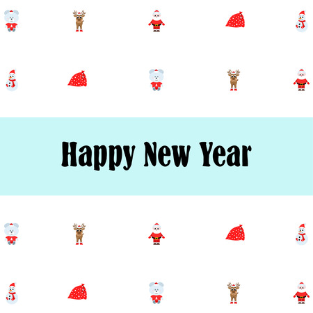 Christmas card, Santa snowman deer bear bag, vector backgroundのイラスト素材