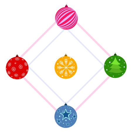 Christmas balls, New Year greeting card, vector backgroundのイラスト素材