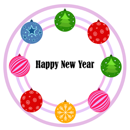 Christmas balls, New Year greeting card, vector backgroundのイラスト素材