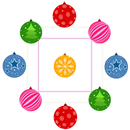 Christmas balls, New Year greeting card, vector backgroundのイラスト素材