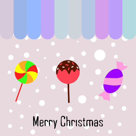 Christmas card, Christmas candy, vector backgroundのイラスト素材