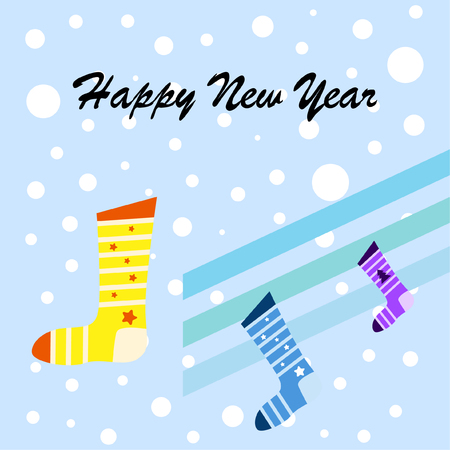 christmas card, christmas sock, vector backgroundのイラスト素材