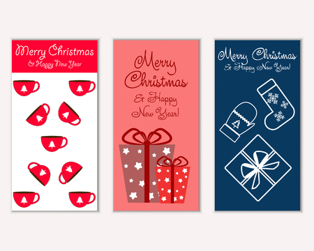 Vector illustration of Merry Christmas and Happy New Year greeting cardsのイラスト素材