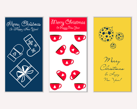 Vector illustration of Merry Christmas and Happy New Year greeting cardsのイラスト素材
