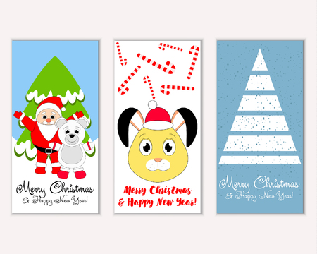 Merry Christmas and Happy New Year greeting cardsのイラスト素材