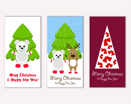 Vector illustration of Merry Christmas and Happy New Year greeting cardsのイラスト素材