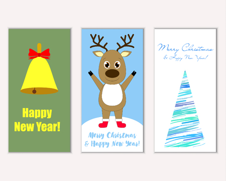 Vector illustration of Merry Christmas and Happy New Year greeting cardsのイラスト素材