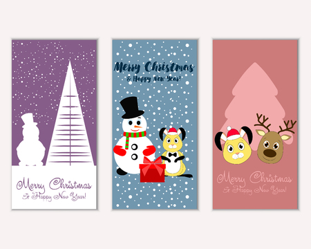 Vector illustration of Merry Christmas and Happy New Year greeting cardsのイラスト素材