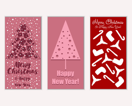 Merry Christmas and Happy New Year greeting cardsのイラスト素材