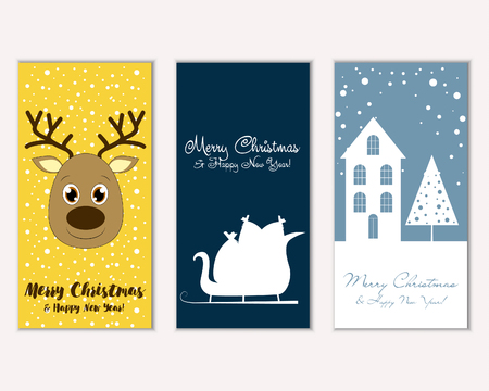 Merry Christmas and Happy New Year greeting cardsのイラスト素材