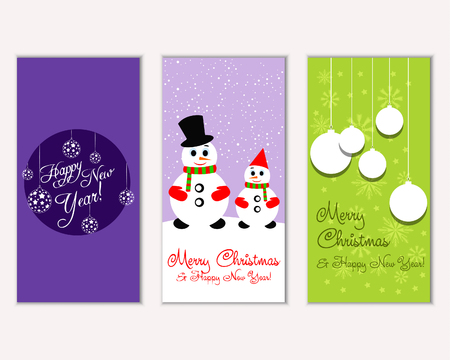 Merry Christmas and Happy New Year greeting cardsのイラスト素材