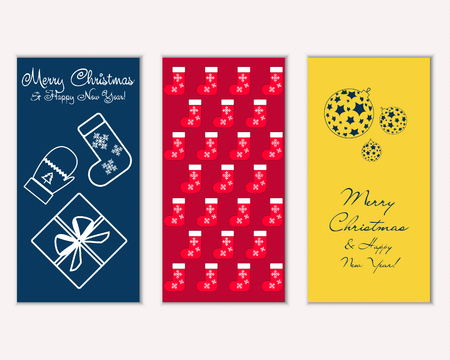 Vector illustration of Merry Christmas and Happy New Year greeting cardsのイラスト素材
