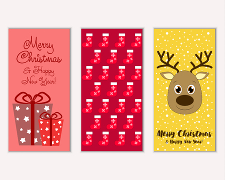 Vector illustration of Merry Christmas and Happy New Year greeting cardsのイラスト素材