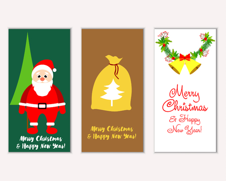 Vector illustration of Merry Christmas and Happy New Year greeting cardsのイラスト素材