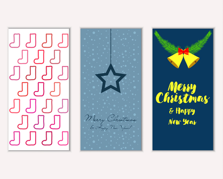 Merry Christmas and Happy New Year greeting cardsのイラスト素材