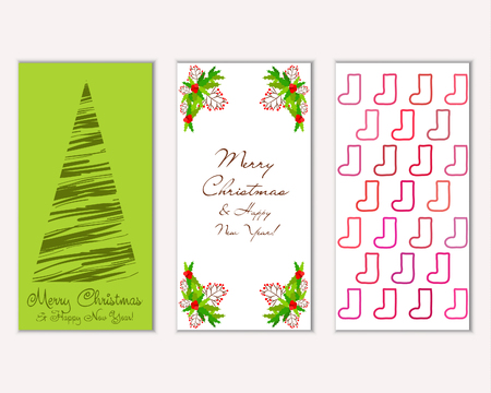 Merry Christmas and Happy New Year greeting cardsのイラスト素材