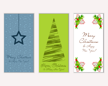Merry Christmas and Happy New Year greeting cardsのイラスト素材