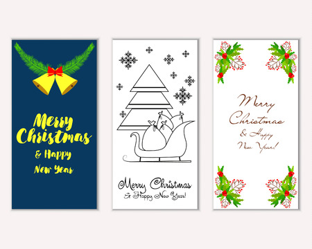 Merry Christmas and Happy New Year greeting cardsのイラスト素材